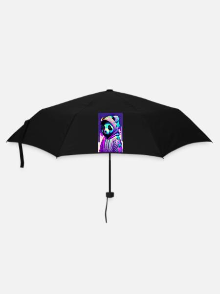 ARTWORK Panda Gangsta - Regenschirm (klein) - Schwarz