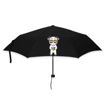 Rainbow - goat with glasses and heart - Umbrella (small) - black - Front