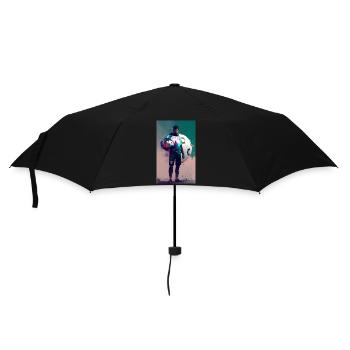 Fußball - Regenschirm (klein) - Schwarz - Vorne