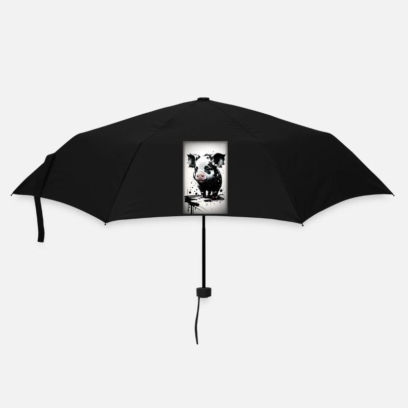 Niedliches Schwein - Regenschirm (klein) - Schwarz