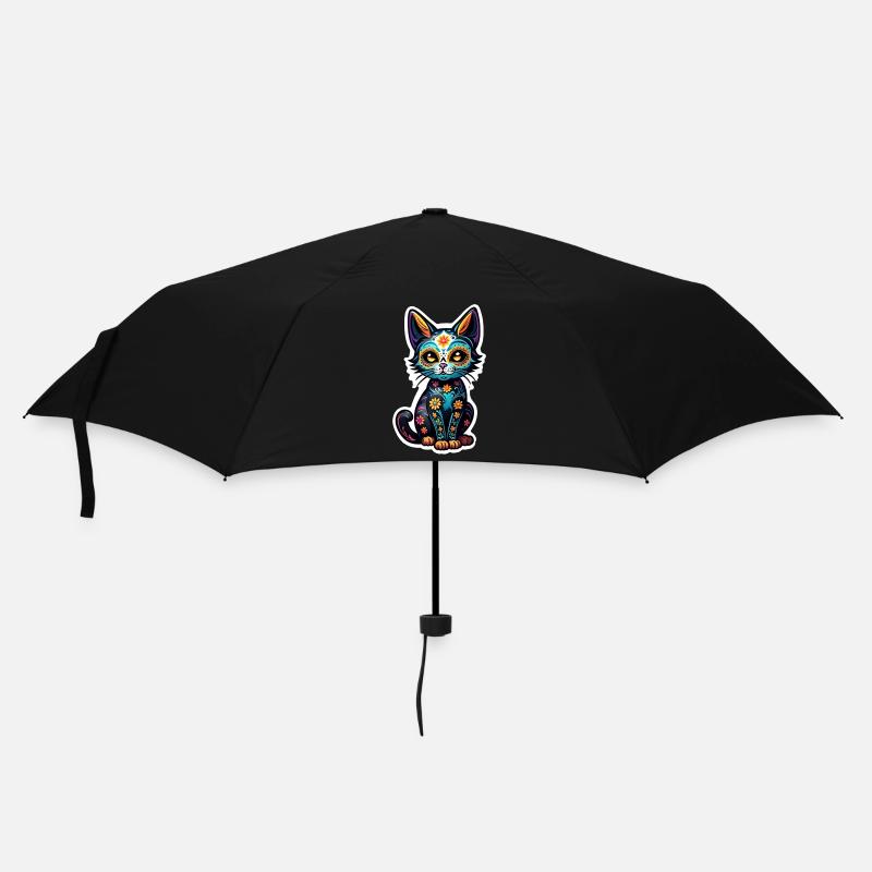 Katze Mexiko - Dia de los Muertos - Regenschirm (klein) - Schwarz