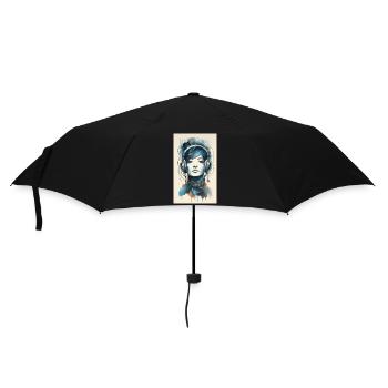 Lady Headphone Music Poster - Umbrella (small) - black - Front