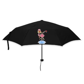 Flamingo Angler Fisch Angeln - Regenschirm (klein) - Schwarz - Vorne