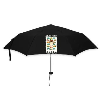 Verspielte Kaffeetasse mit Autos - Regenschirm (klein) - Schwarz - Vorne