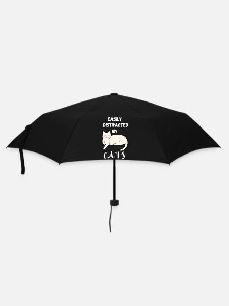 Leicht von Katzen abgelenkt - Regenschirm (klein) - Schwarz