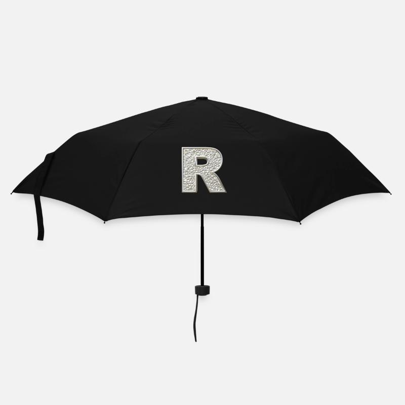 R, letter, letter R, initial, initial R, monogram, - Umbrella (small) - black