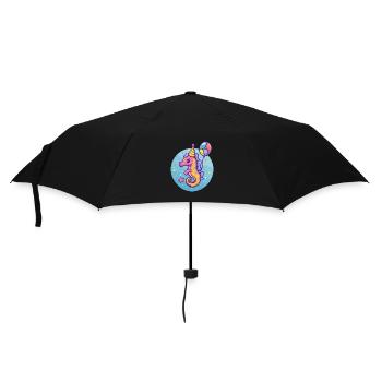 Seepferd Geburtstag Baby - Regenschirm (klein) - Schwarz - Vorne