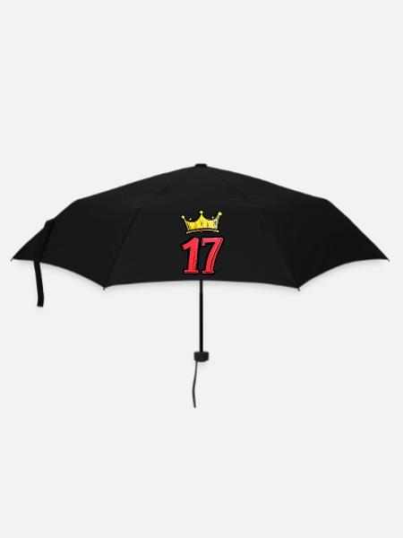 17 Zahl Trikot Krone - Regenschirm (klein) - Schwarz