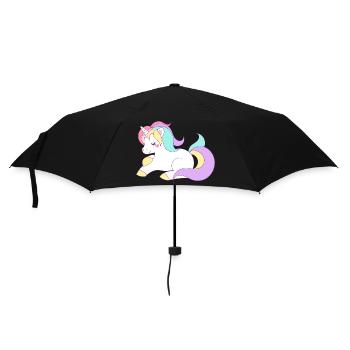 Einhorn - Regenschirm (klein) - Schwarz - Vorne