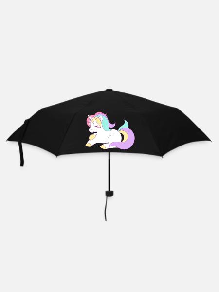 Einhorn - Regenschirm (klein) - Schwarz