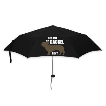 Der mit dem Dackel geht Hunde Gassi - Regenschirm (klein) - Schwarz - Vorne