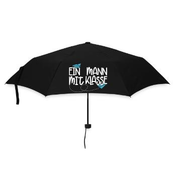 Ein Mann mit Klasse - (weiß) - Regenschirm (klein) - Schwarz - Vorne