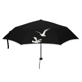 funny seagulls - Umbrella (small) - black - Front