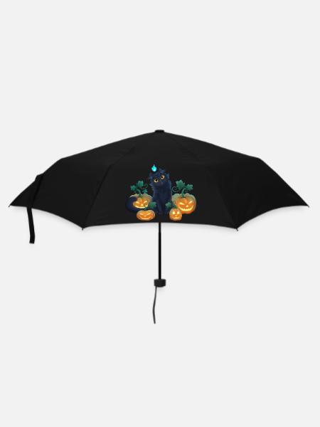 Chaton Noir mignon et Citrouilles Halloween - Parapluie standard - noir
