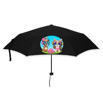 Two dog with sunglasses - Umbrella (small) - black - Front