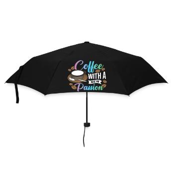 Coffee with a new Passion - Regenschirm (klein) - Schwarz - Vorne