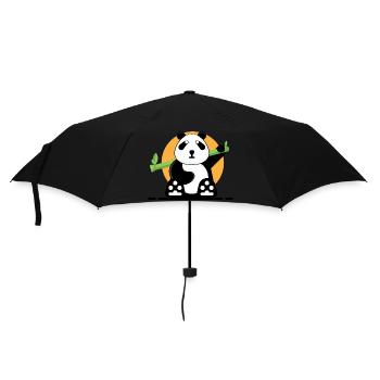 Panda en forêt. - Parapluie standard - noir - Devant