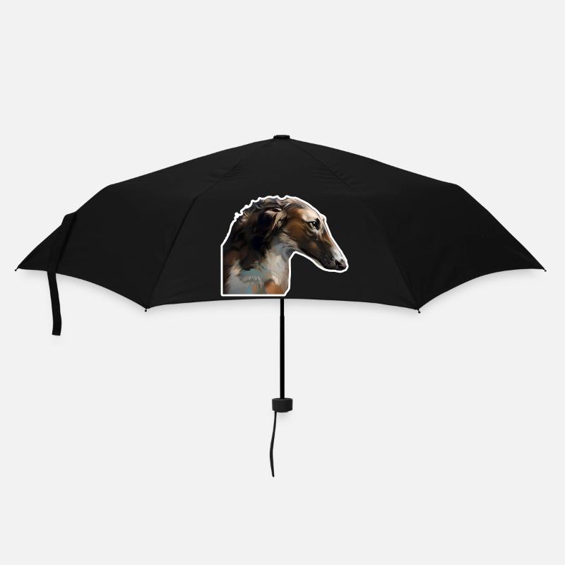 Russischer Windhund Barsoi - Regenschirm (klein) - Schwarz