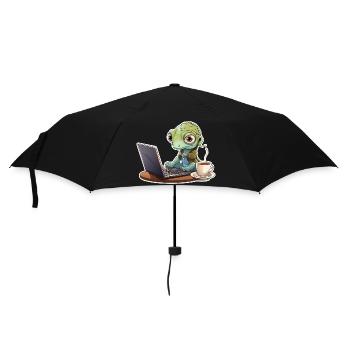 Gecko Home Office Coffee Laptop Funny Shirt - Umbrella (small) - black - Front