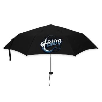 Sleek 'Hooked on Fishing' Modern Graphic Design - Umbrella (small) - black - Front