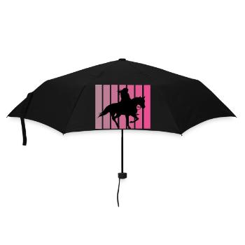 Retro Pferde Design - Regenschirm (klein) - Schwarz - Vorne