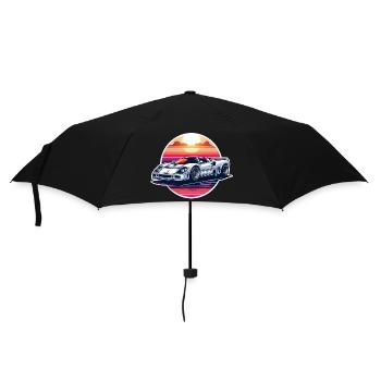 voiture vintage couché de soleil - Parapluie standard - noir - Devant