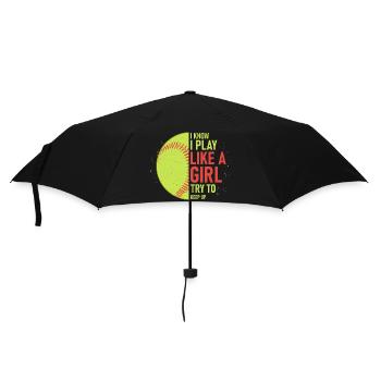 Je sais que je joue comme une fille et j’essaie de suivre le softball - Parapluie standard - noir - Devant