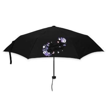 Lila Blumen Braut Team - Regenschirm (klein) - Schwarz - Vorne
