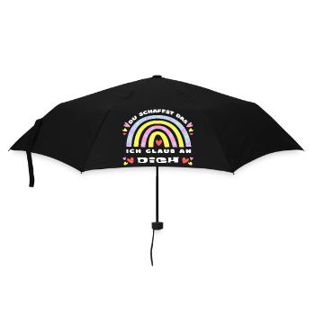 GLÜCKSBRINGER: Du schaffst das! Ich glaub an dich! - Regenschirm (klein) - Schwarz - Vorne