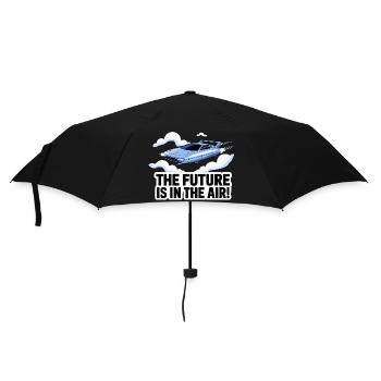 Retro Futuristic Flying Car Design - Umbrella (small) - black - Front