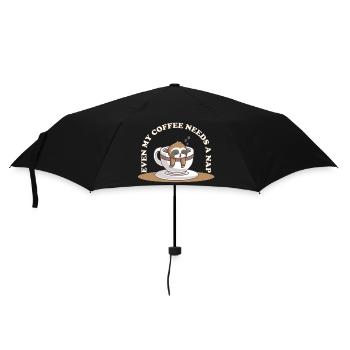 Even My Coffee Needs a Nap – Faultier Kaffee - Regenschirm (klein) - Schwarz - Vorne