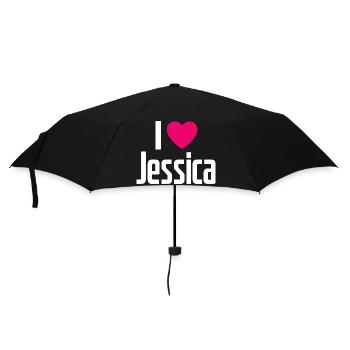 I Love Jessica Pinkes Herz Ich liebe Jessica - Regenschirm (klein) - Schwarz - Vorne