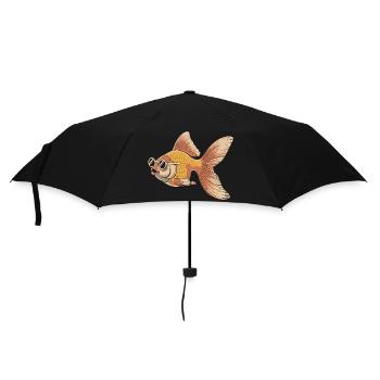 Goldfish with Glasses Retro - Umbrella (small) - black - Front