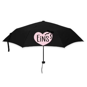 First Birthday 1st Year Girl Heart Bow - Umbrella (small) - black - Front