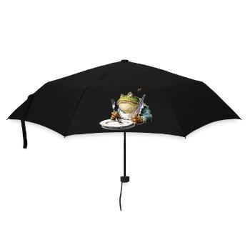 Frog at the table with cutlery - Umbrella (small) - black - Front