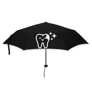 Lächelnder Zahn Symbol Weiß - Regenschirm (klein) - Schwarz - Vorne