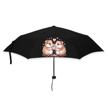 Duo de Hamsters au Cœur Câlin - Parapluie standard - noir - Devant