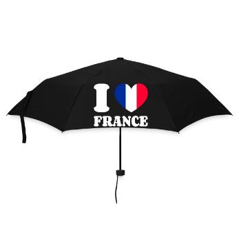 I Love France Frankreich-Liebe Herz Frankreichfan - Regenschirm (klein) - Schwarz - Vorne