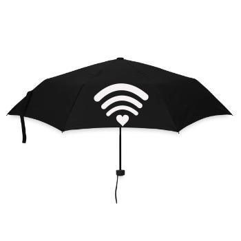 WLANLiebe Herz-Wifi Design - Regenschirm (klein) - Schwarz - Vorne