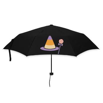 Candy Corn Hut – Süßes Halloween Symbol - Regenschirm (klein) - Schwarz - Vorne