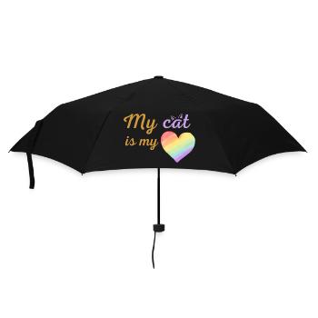 Meine Katze ist mein liebevolles Regenbogen-Lila - Regenschirm (klein) - Schwarz - Vorne