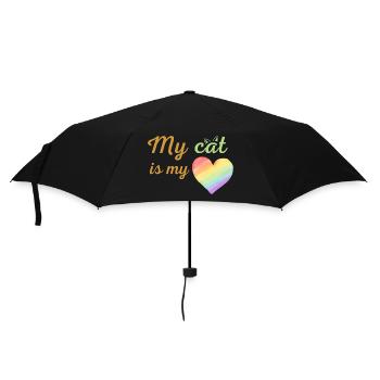 Meine Katze ist mein liebevolles Regenbogengrün - Regenschirm (klein) - Schwarz - Vorne