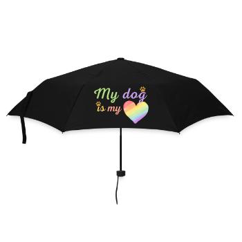 Mein Hund ist mein liebevolles Regenbogen-Lila - Regenschirm (klein) - Schwarz - Vorne