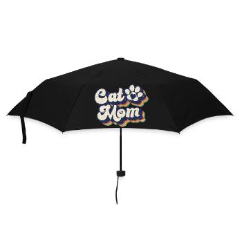 Cat Mom - Retro Kitty Cat Paw Cat Lover Mom Gift - Umbrella (small) - black - Front