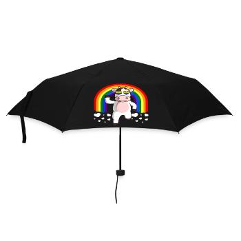 Regenbogen Einhorn LGBTQ - Regenschirm (klein) - Schwarz - Vorne