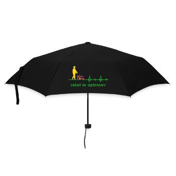 gärtner mäht rasen in germany gartenarbeit garten - Regenschirm (klein) - Schwarz - Vorne