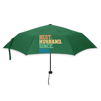 Bester Ehemann seit 2012, Geschenk zum 11-jährigen Jubiläum - Regenschirm (klein) - Flaschengrün - Vorne