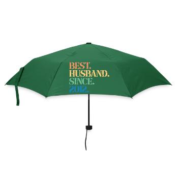 Bester Ehemann seit 2012, Geschenk zum 11-jährigen Jubiläum - Regenschirm (klein) - Flaschengrün - Vorne