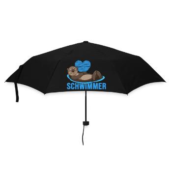 Schwimmer "Otter liebt schwimmen" Schwimmhalle - Regenschirm (klein) - Schwarz - Vorne