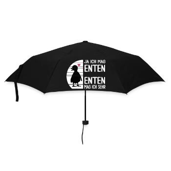 Ente "ich mag Enten" Watschelente Hausente - Regenschirm (klein) - Schwarz - Vorne